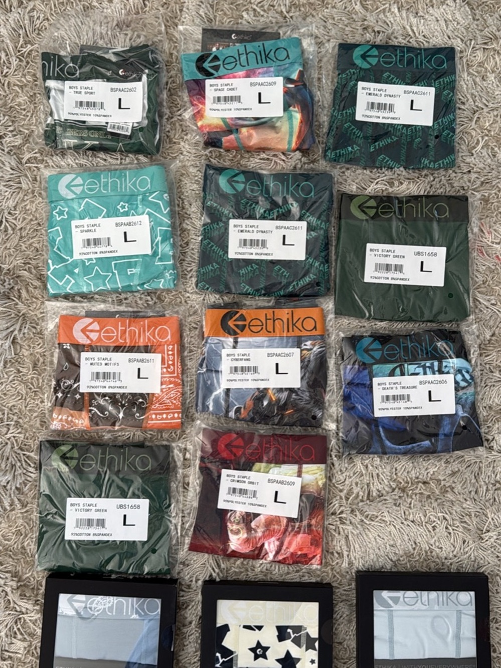 Ethika Boys Staple Boxer Briefs - Multicolor Pack (L)